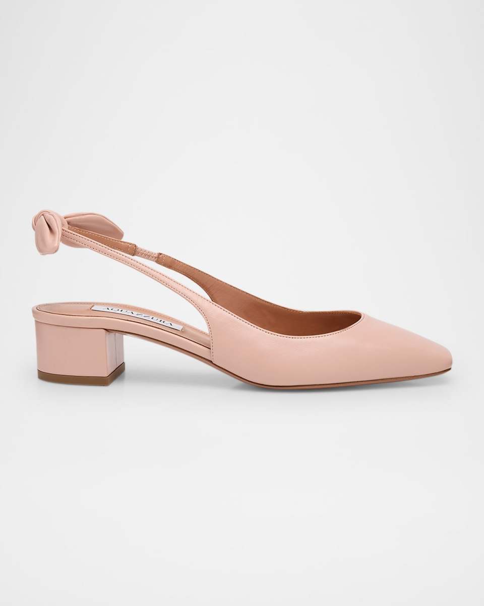 Leather Knotted Slingback Ballerina Pumps